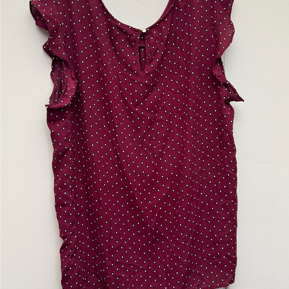 Liz Claiborne Career Womens XXL Burgundy Ruffle Sleeve Blouse - Picture 5 of 6